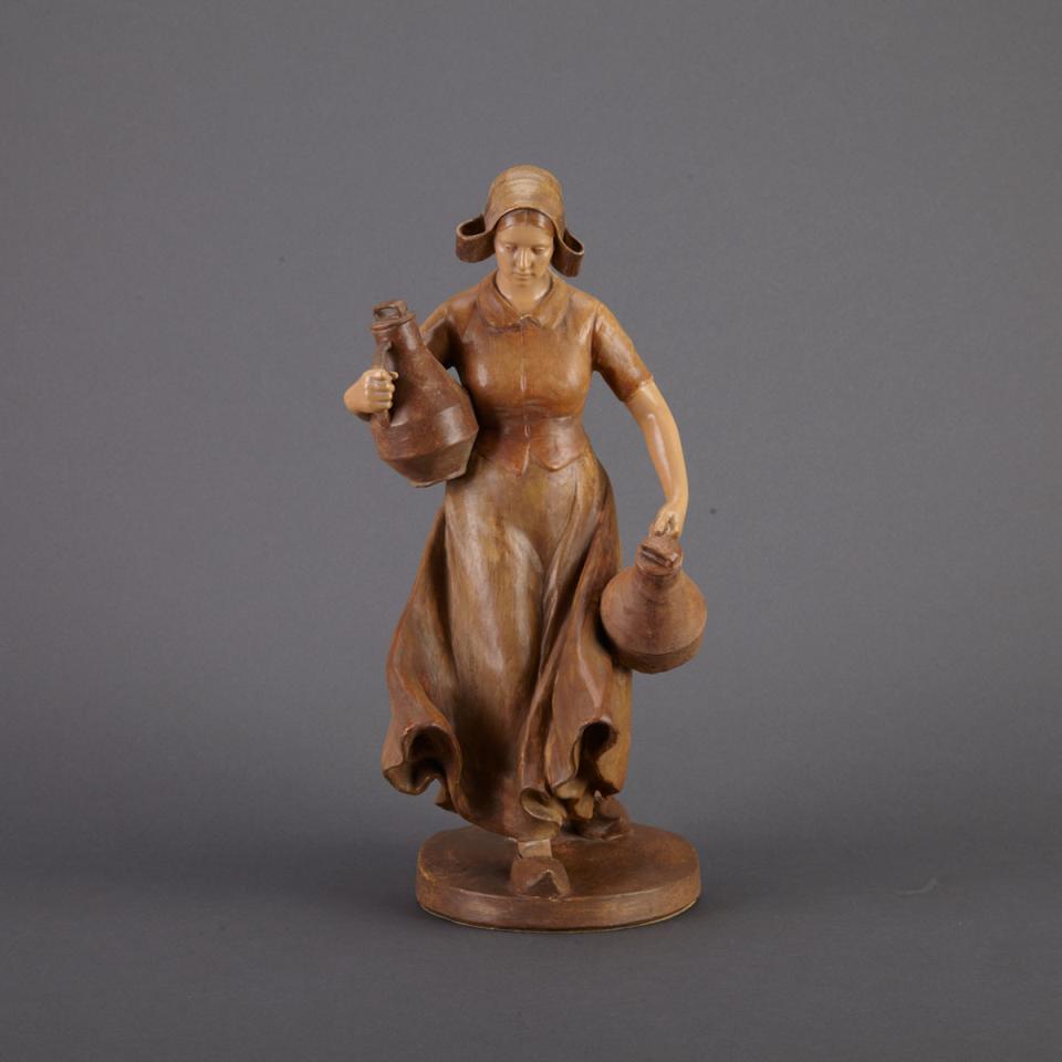 Goldscheider Earthenware Figure of Dutch Milkmaid, c.1900