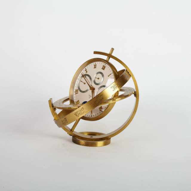 Swiss Gilt Metal “Armillary’ Sphere Clock by Imexal, c.1960