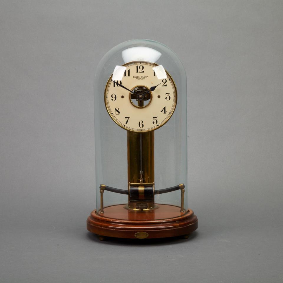 French Lacquered Brass Electro-Magnetic Regulator,  Bulle Clock, c.1920