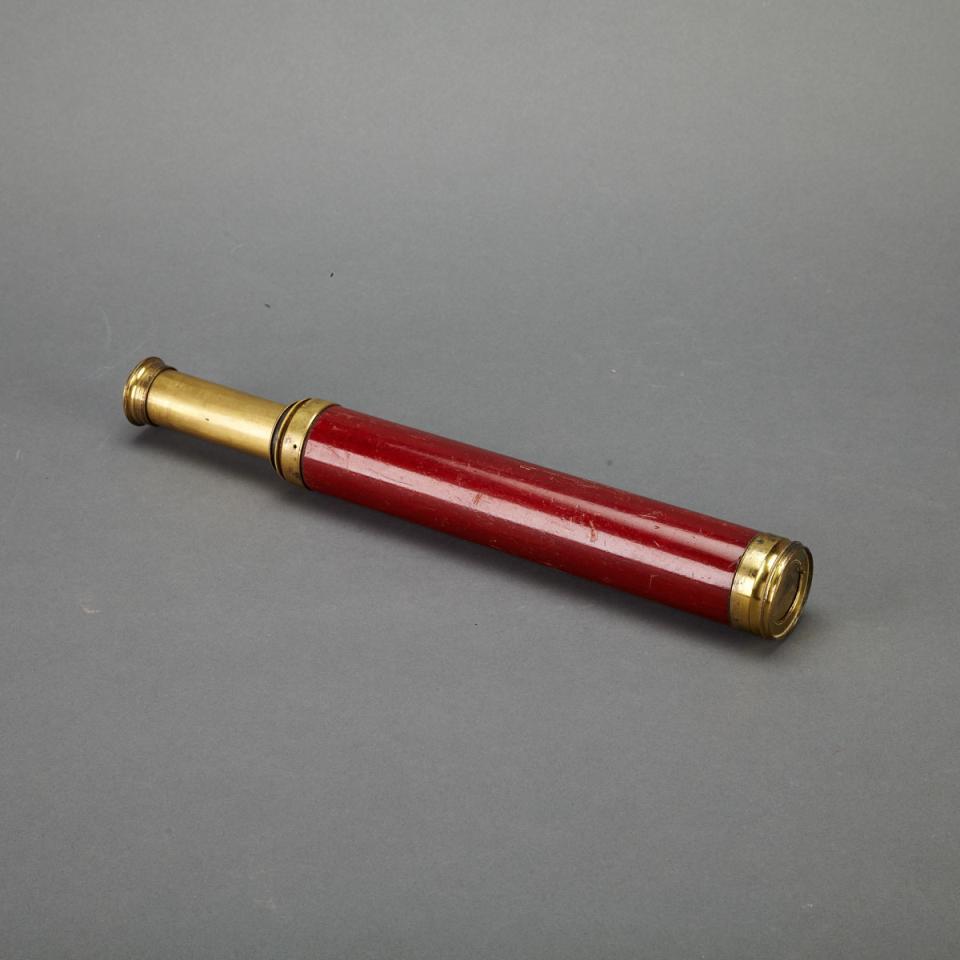 Victorian Mahogany and Lacquered Brass Two Draw Telescope, Harris & Son, London, 19th century