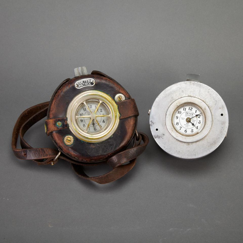 Two Detex Patrolman’s Clocks, mid 20th century