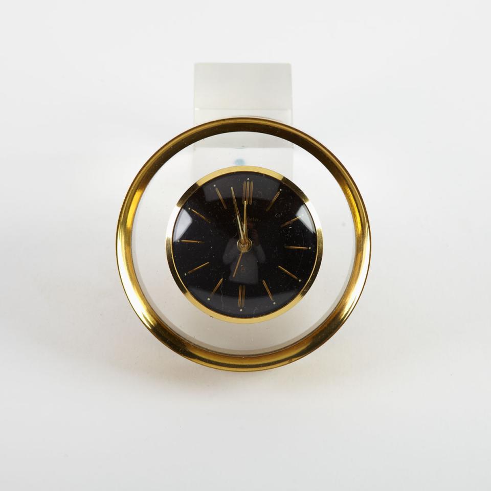 Pan Am World Airways Gilt Metal Presentation Desk Clock, c.1970