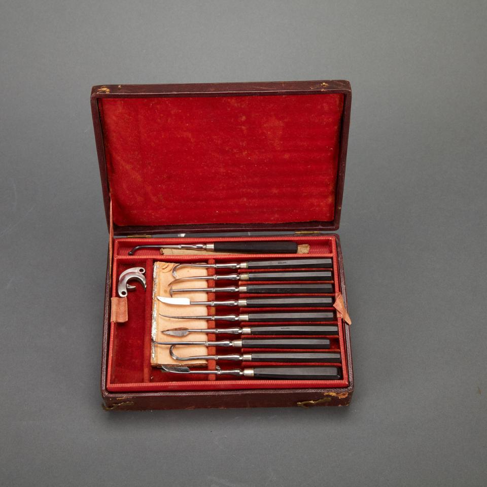 Cased Set of French Dentistry Tools, Blanc a Paris, 19th century