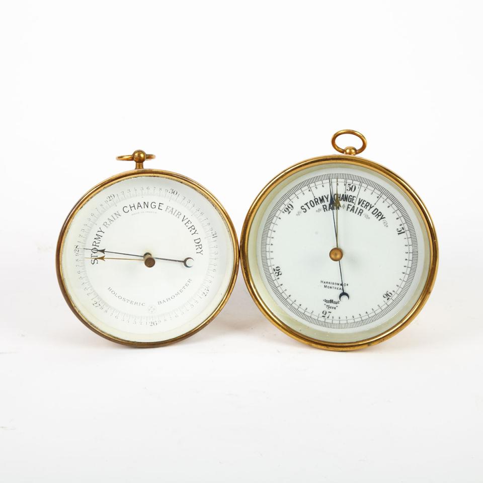 Two Brass Marine Aneroid Barometers, 19th/20th century