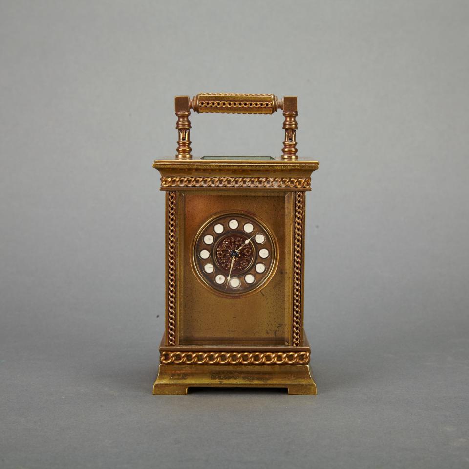 French Gilt Bronze Carriage Clock, early 20th century