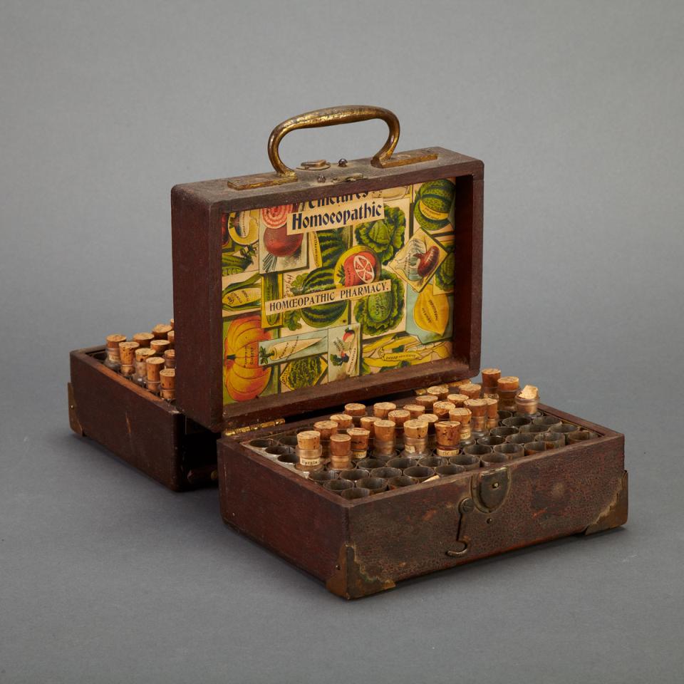 Brass Mounted Mahogany Travelling Homeopathic Pharmacy Case, mid 19th century