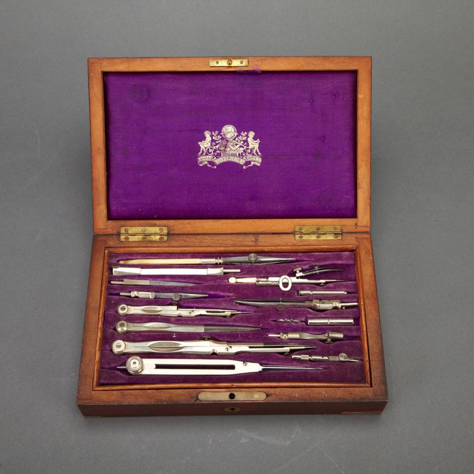 French Rosewood Cased Drafting Set, mid 19th century
