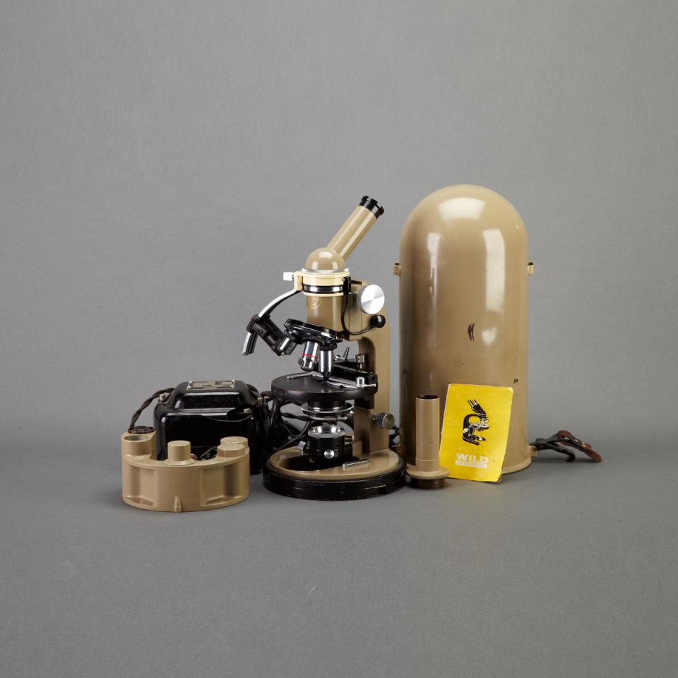 Swiss Enamelled Monocular Compound Microscope, Wild Heerbrugg, c.1950