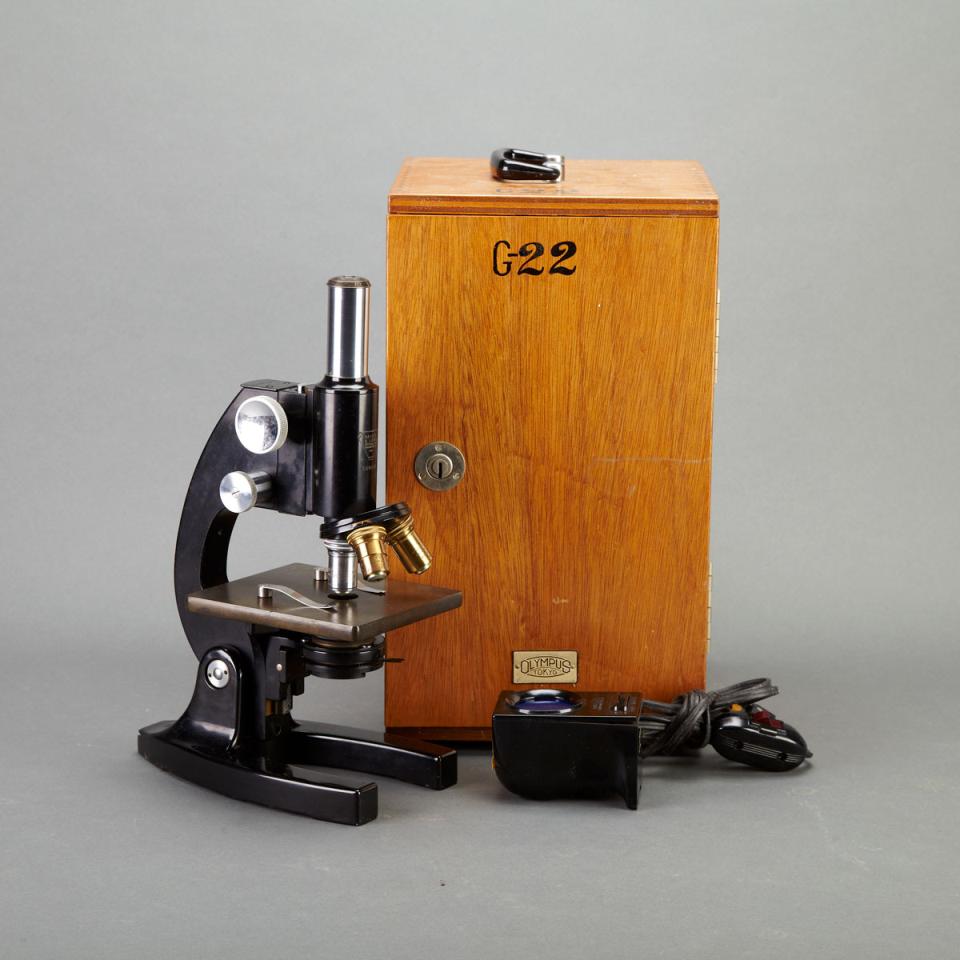 American Black Lacquered Monocular Compound Microscope, Bausch & Lomb, Rochester, N. Y., c.1930