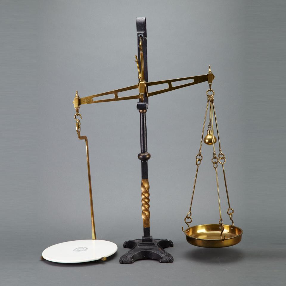 Scottish Parcel Gilt Iron and Brass Dry Goods Scale, 19th century