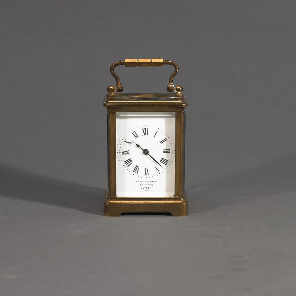 Small French Gilt Brass Carriage Timepiece, c. 1900