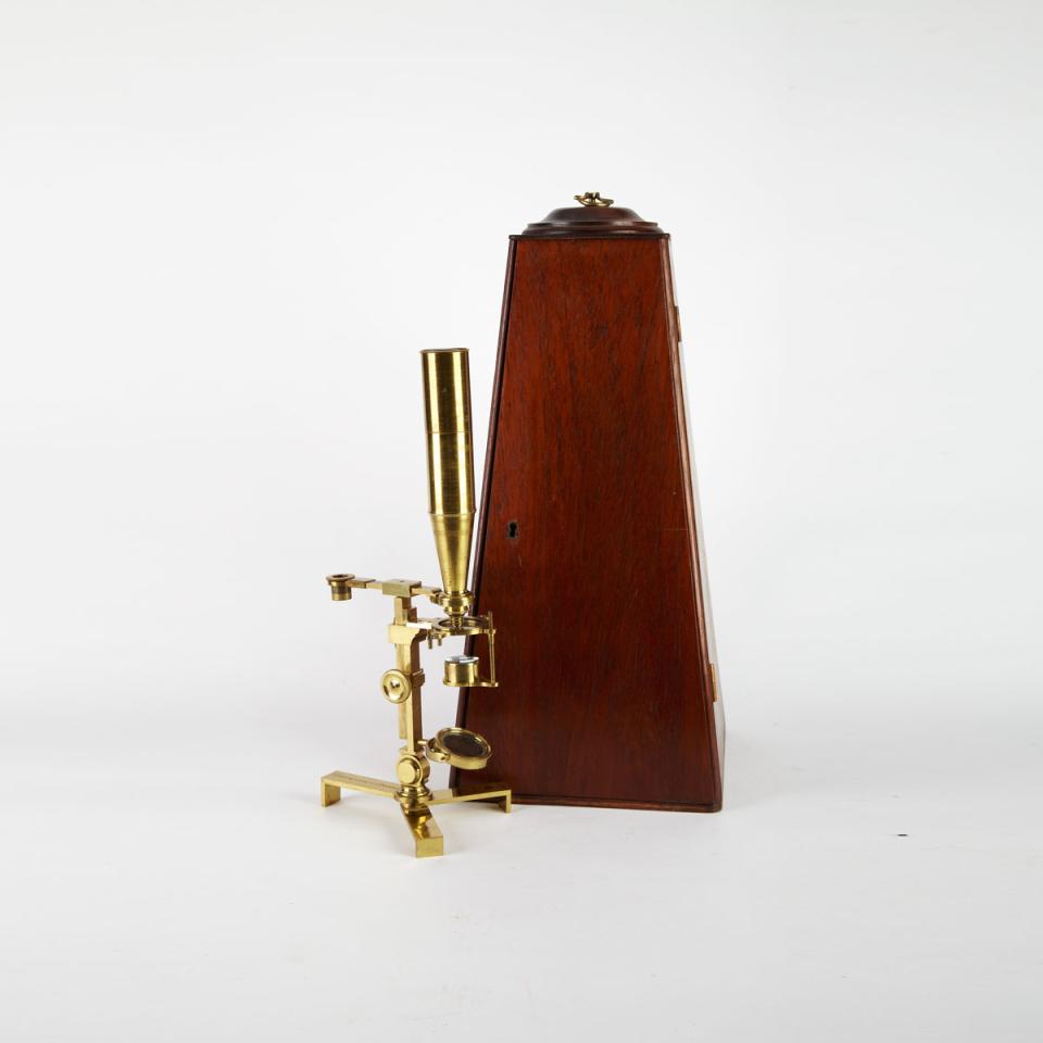 Jones Most Improved Type Lacquered Brass Compound Monocular Microscope, Gilbert & Sons, London, c.1810