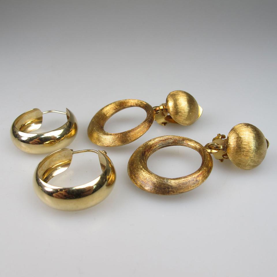 Pair Of 18k Yellow Gold Hoop Earrings