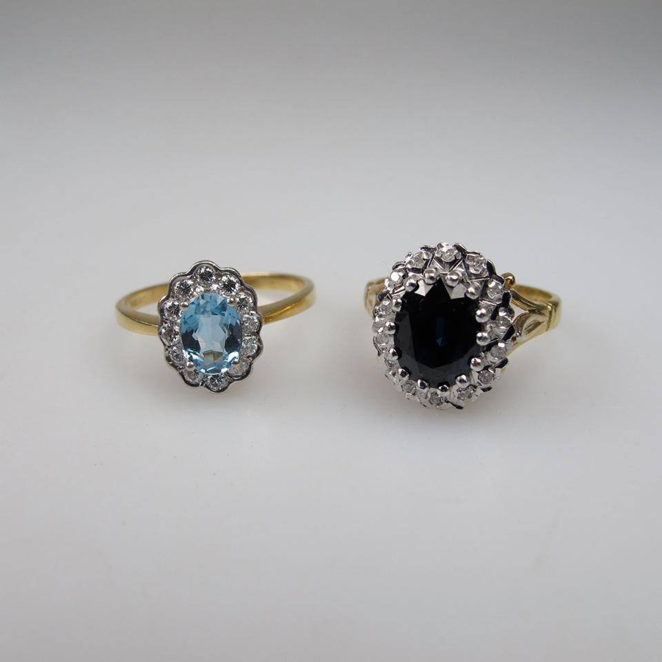 2 x English 18k Yellow And White Gold Rings
