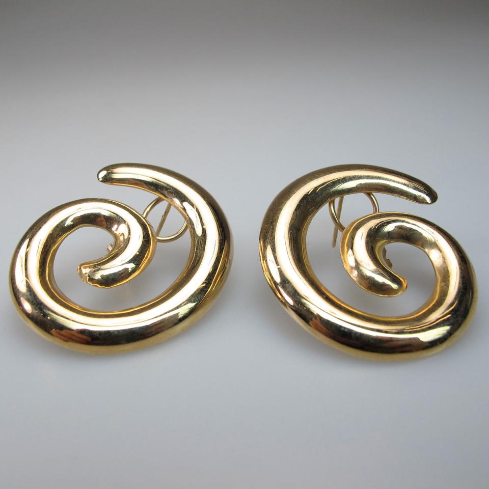Pair Of 14k Yellow Gold Spiral Earrings