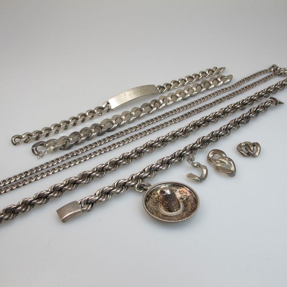 Small Quantity Of Silver Chains And Bracelets