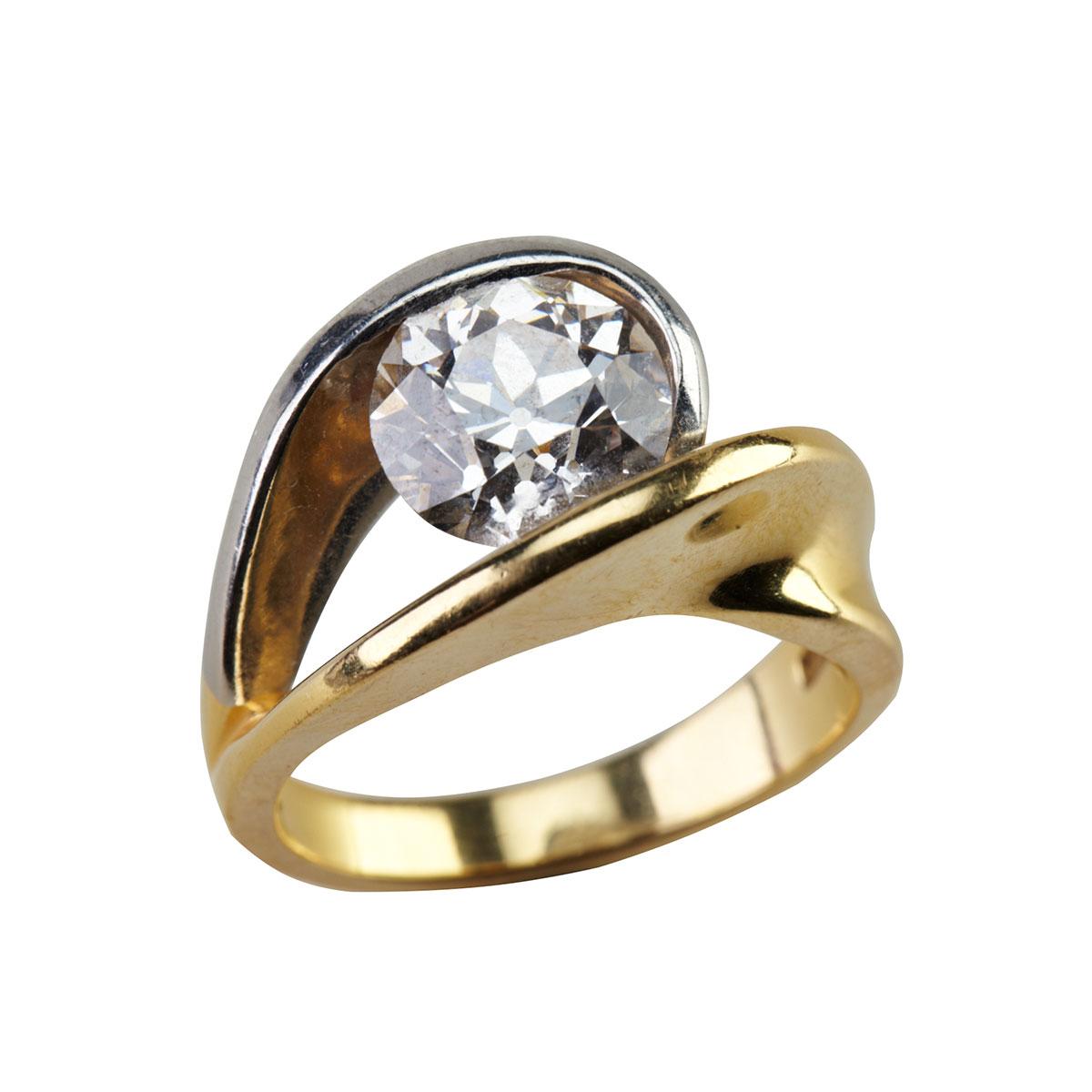 18k Yellow Gold And Platinum Solitaire Ring
