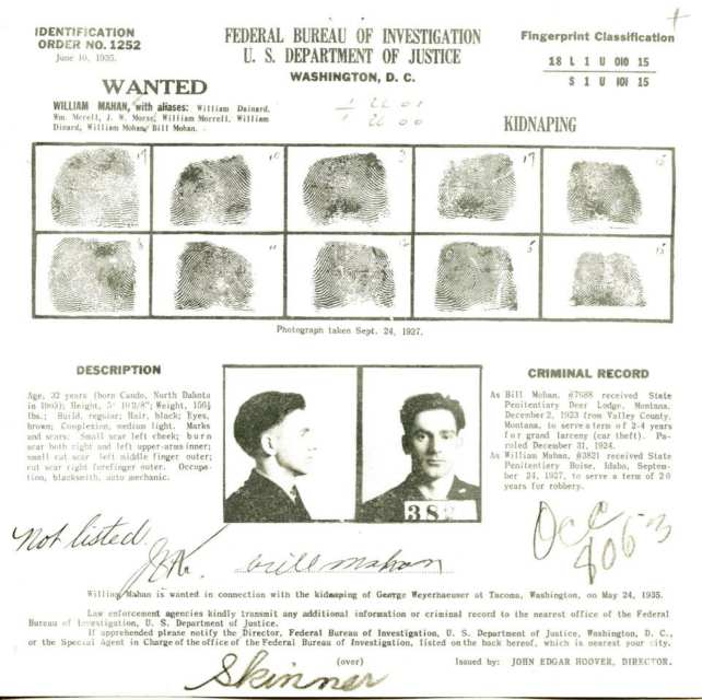 Group of Six U.S. Department of Justice Wanted Posters, 1933-6