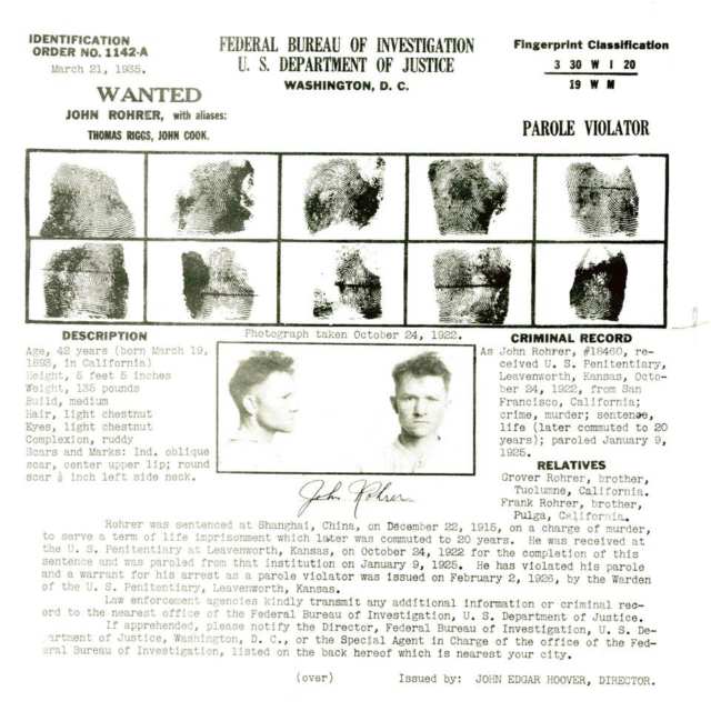 Group of Seven Federal Bureau of investigation, U.S. Department of Justice Wanted Posters, 1935-6