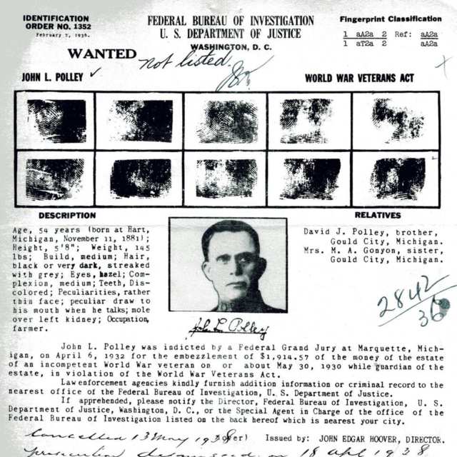 Group of Seven Federal Bureau of Investigation, United States Department of Justice Wanted Posters, 1936