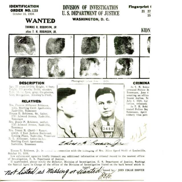 Group of Six Department of Justice, Bureau of Investigation Wanted Posters, 1931-4