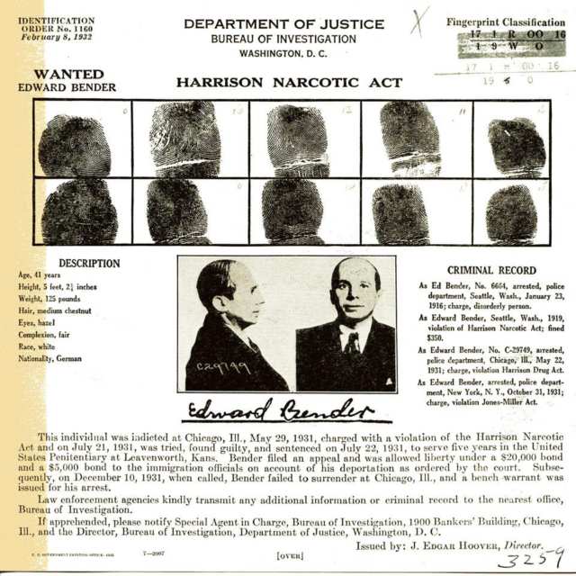 Group of Six Department of Justice, Bureau of Investigation Wanted Posters, 1931-4