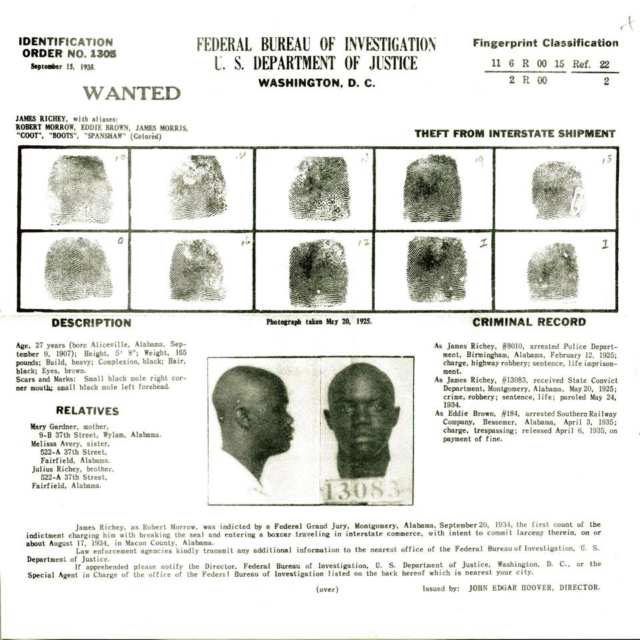 Group of Seven United States Bureau of Investigation, Department of Justice Wanted Posters, 1932-7