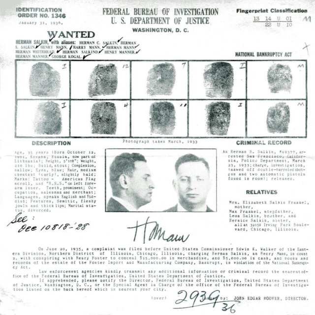 Group of Seven Federal Bureau of Investigation, U. S. Department of Justice Wanted Posters, 1936