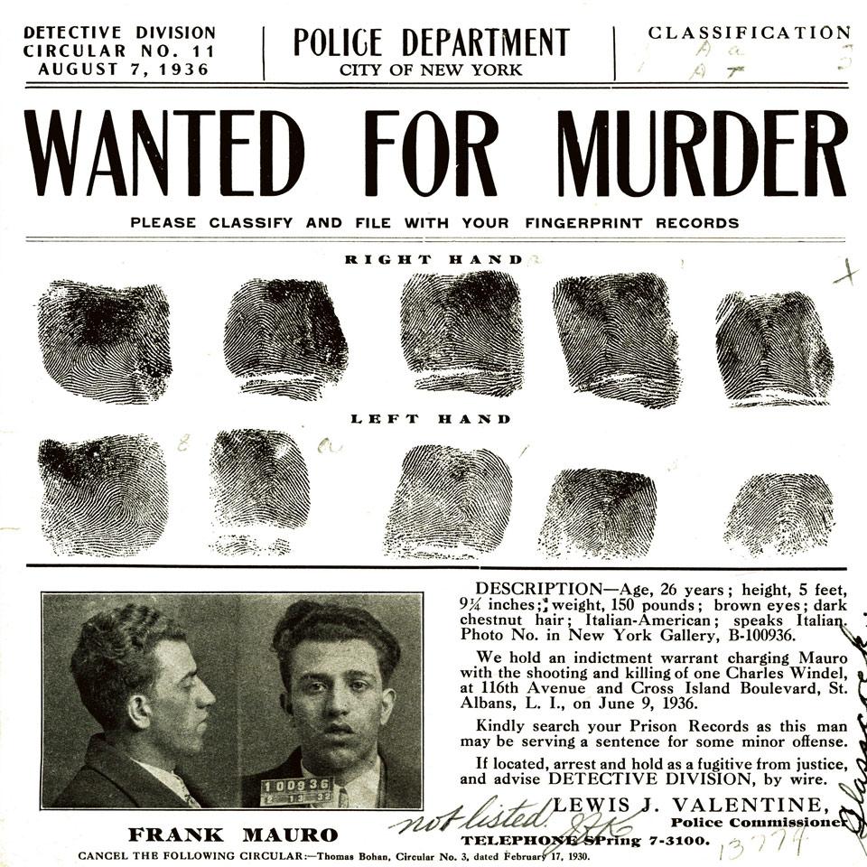 Group of Seven New York Police Department Wanted Posters, 1933-1936 