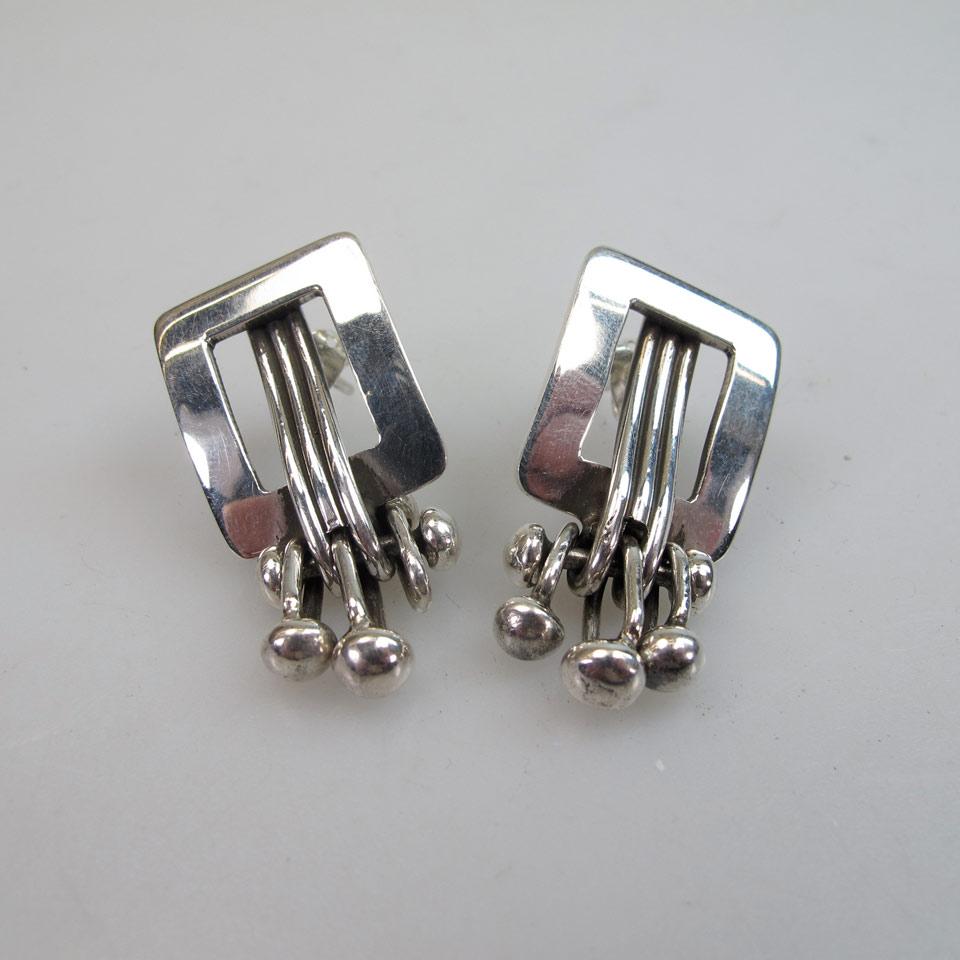 Pair Of Jose Luis Flores Mexican Sterling Silver Earrings