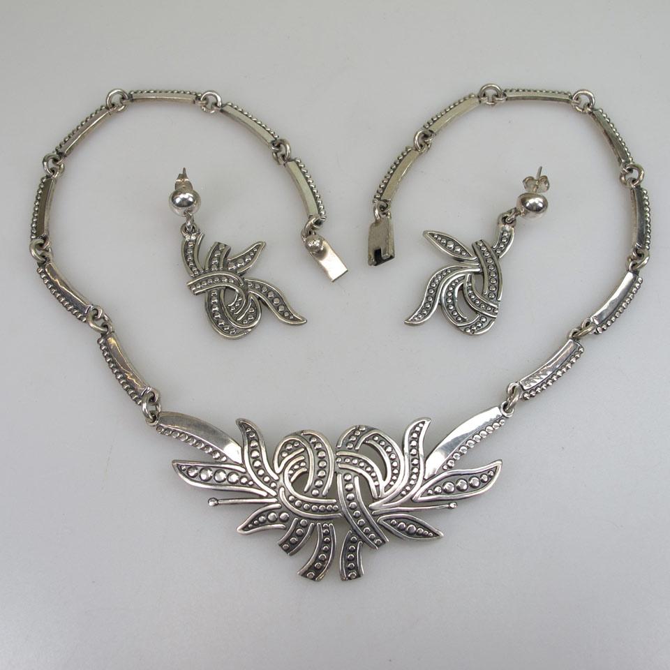Melesio Rodriguez Mexican 950 Grade Silver Necklace And Earrings
