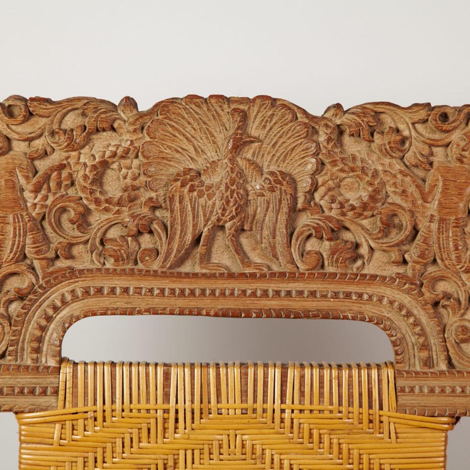 Carved Wood and Rattan Chair, South East Asia
