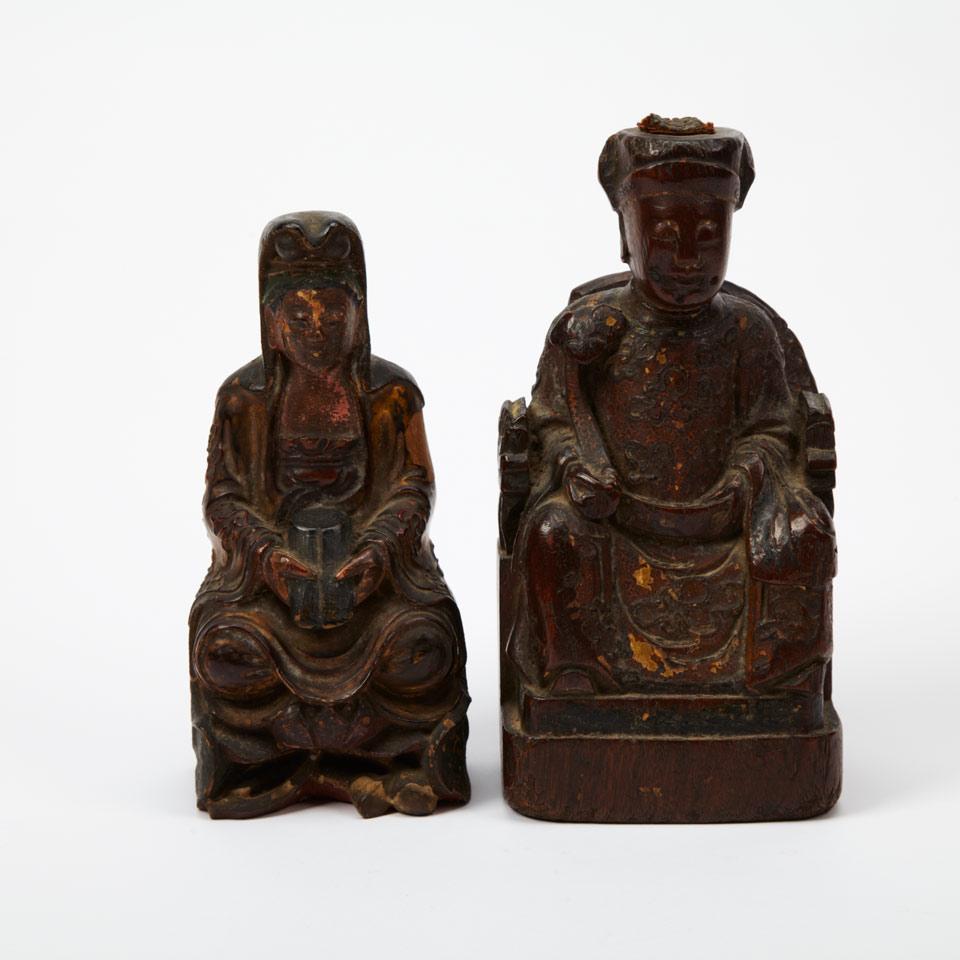 Two Lacquered Wood Ancestor Figures, 19th Century