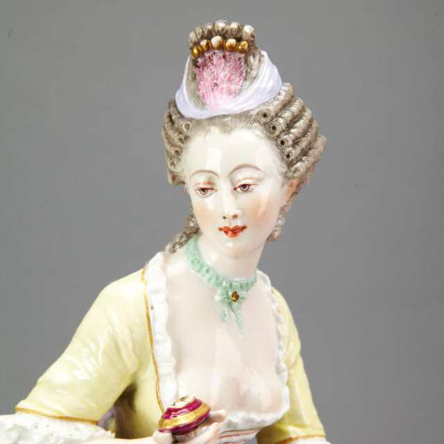 Pair of German Porcelain Figures of a Period-Costumed Lady and Gallant, late 19th century