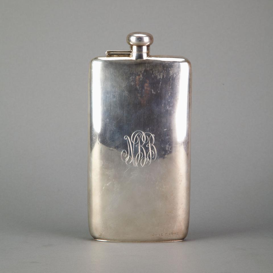 Canadian Silver Spirit Flask, Henry Birks & Sons, Montreal, Que., 1945