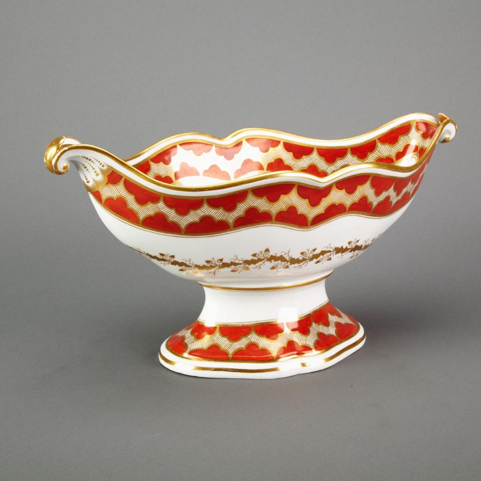 Barr Worcester Orange and Gilt Banded Oval Footed Bowl, c.1800