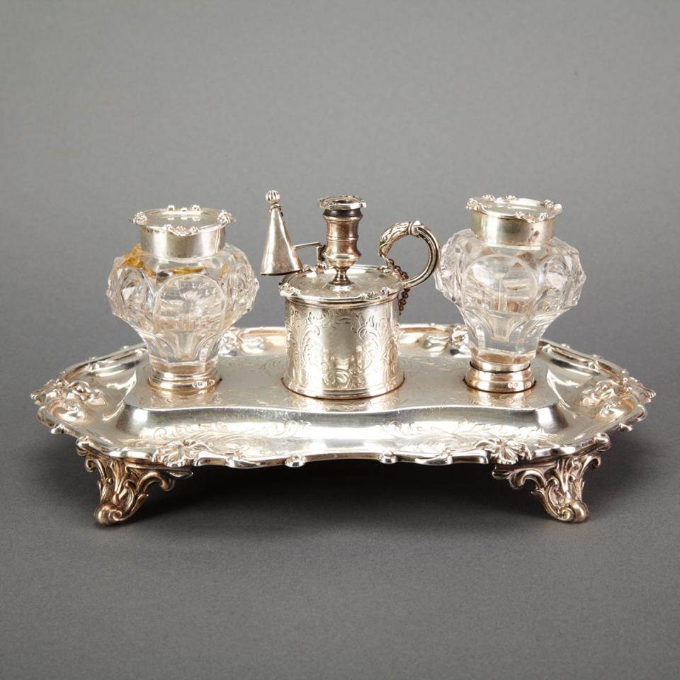 Victorian Silver Inkstand, George Angell, London, 1857