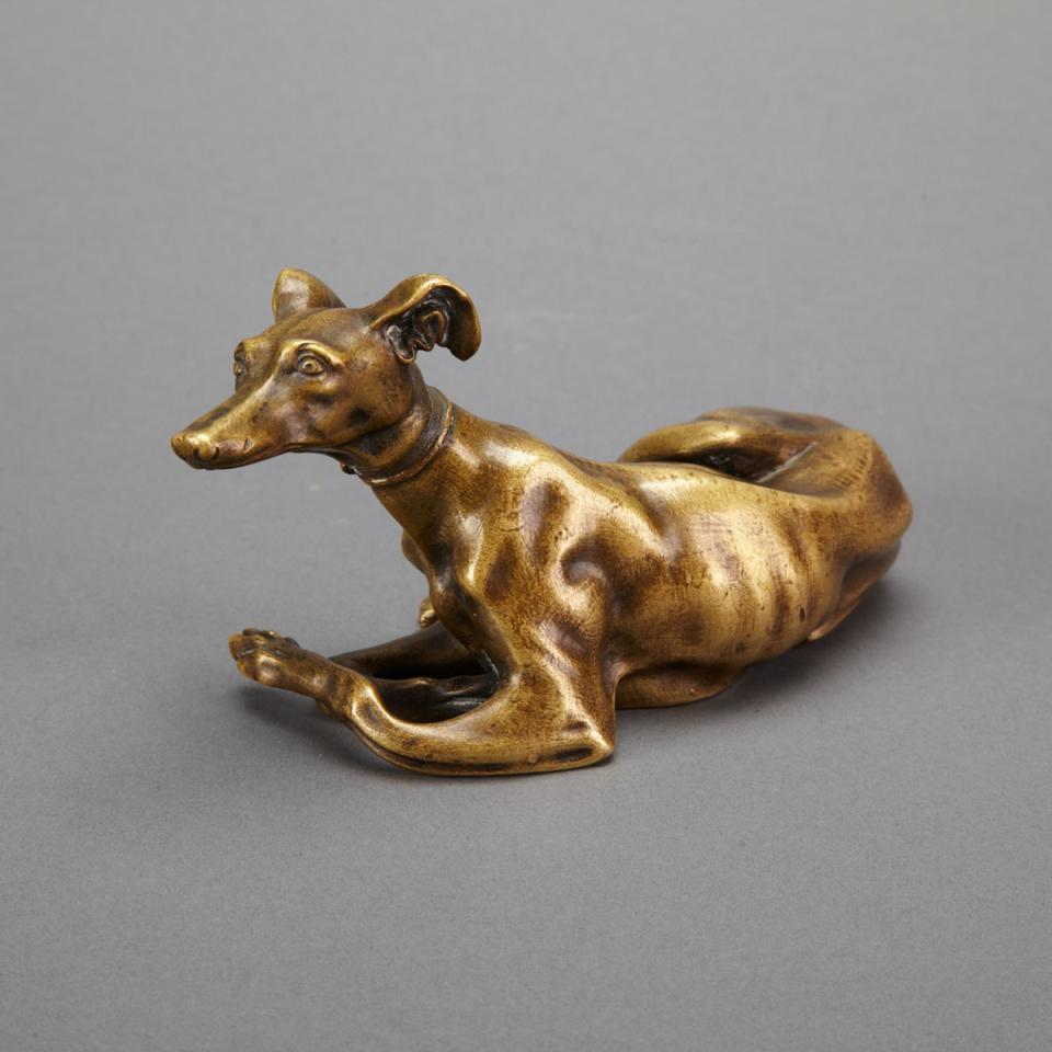 French Animalier School Bronze FIgure of a Whippet, early 20th century