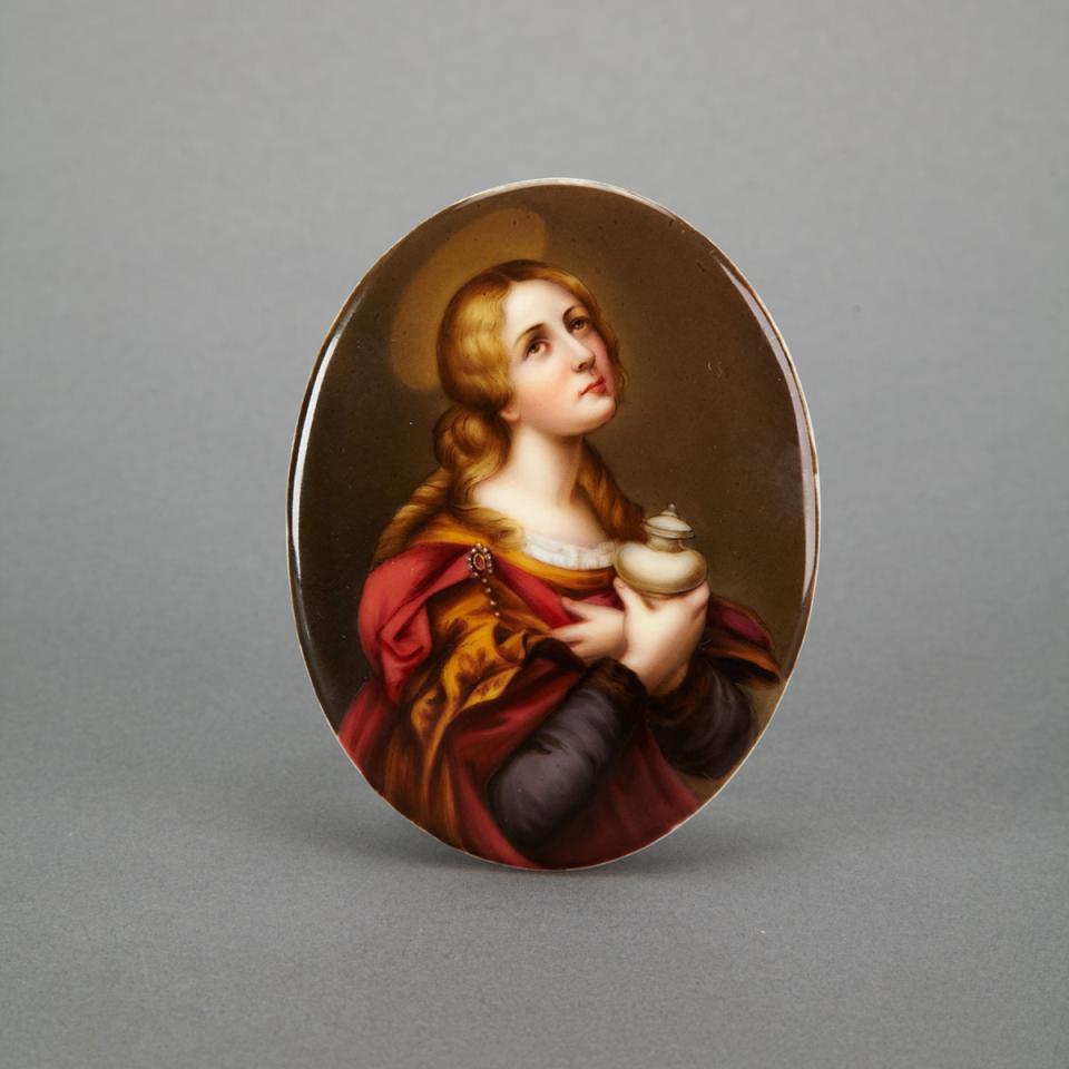 Dresden Oval Plaque of ‘Mary Magdelene’, after Carlo Dolci, c.1900