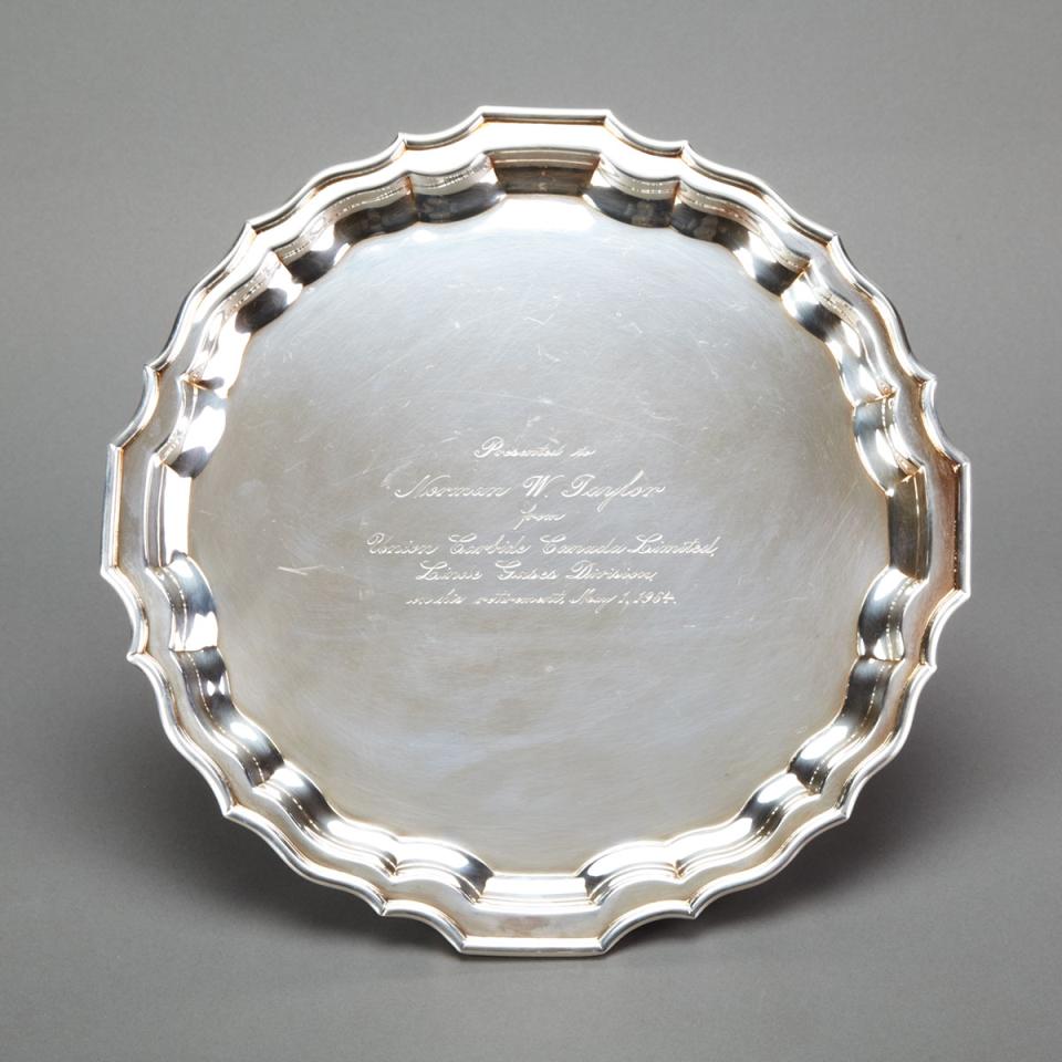 Sterling Silver Shaped Circular Salver, probably American, c.1964