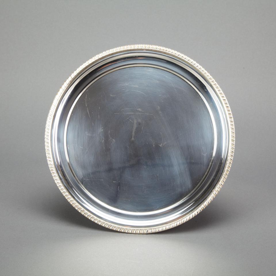 Sterling Silver Circular Salver, probably American, mid-20th century