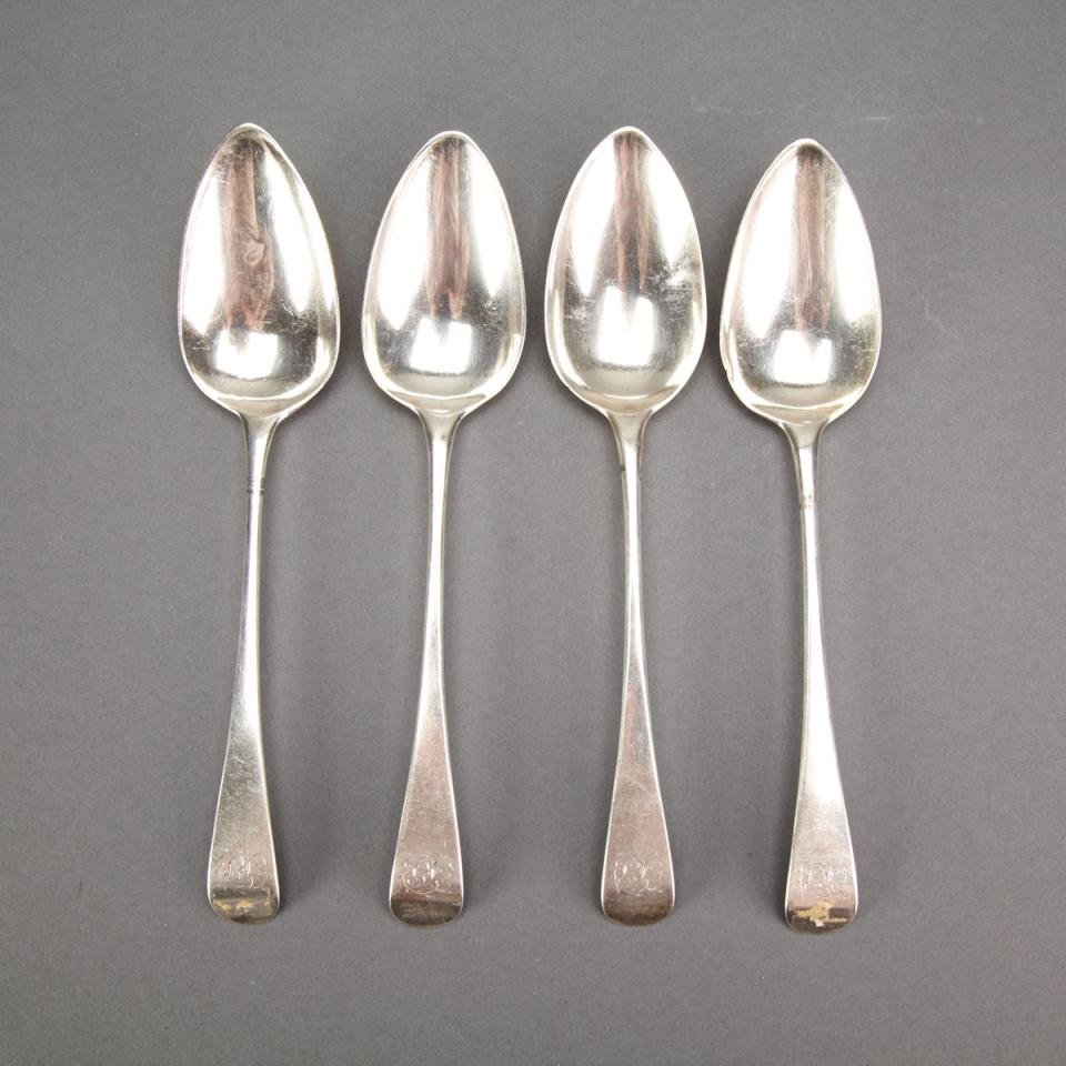 Four George III Silver Old English Pattern Table Spoons, Peter & William Bateman, London, 1808