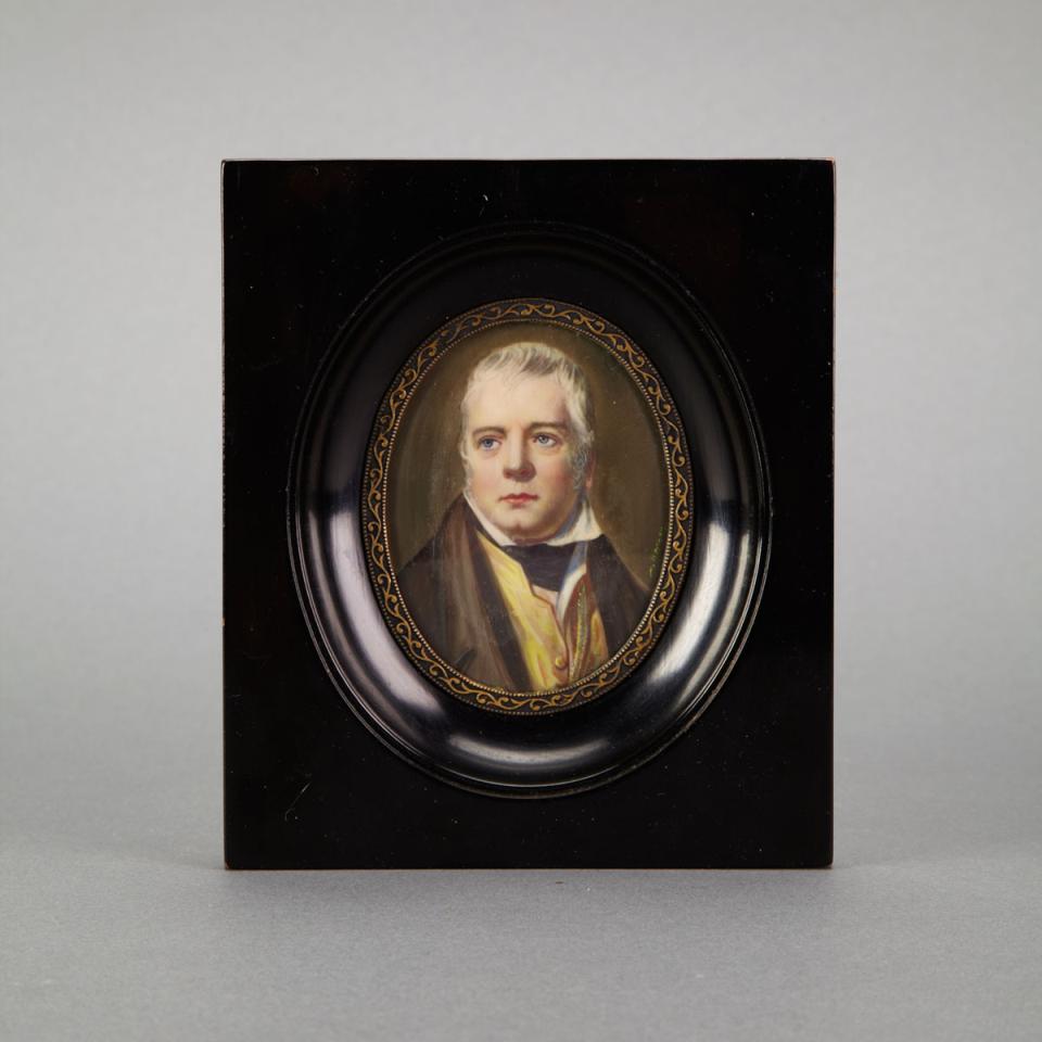Portrait Miniature of Sir Walter Scott, after Henry Raeburn, late 19th century