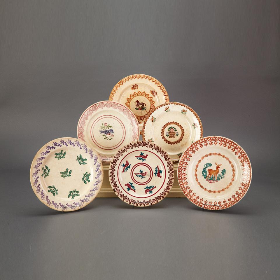 Group of Six Port Neuf Pottery Plates, 19th century