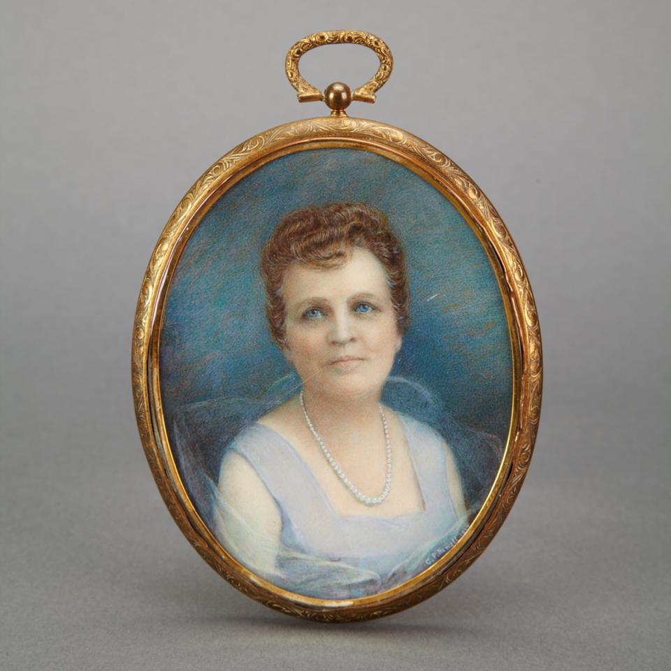 Large American Portrait Miniature of a Lady, 1934