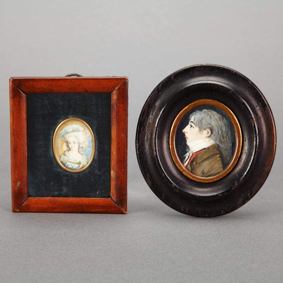 Two English School Portrait Miniatures, early 19th century