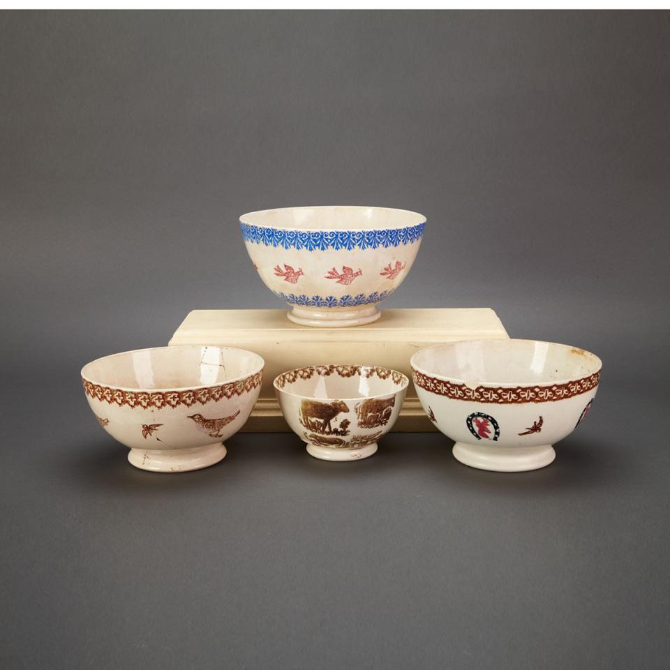 Group of Four Port Neuf Pottery Bowls, 19th century