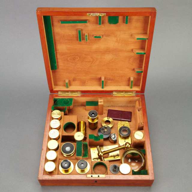 Powell & Lealand No. 1 Lacquered Brass Compound Monocular Microscope Set, 1899
