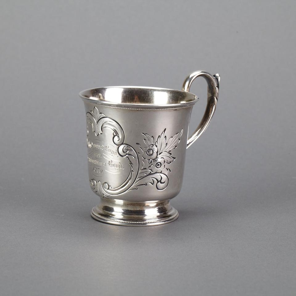 Canadian Silver Small Mug, Robert Hendery, Montreal, Que. for John Leslie, Ottawa, Ont., c.1870