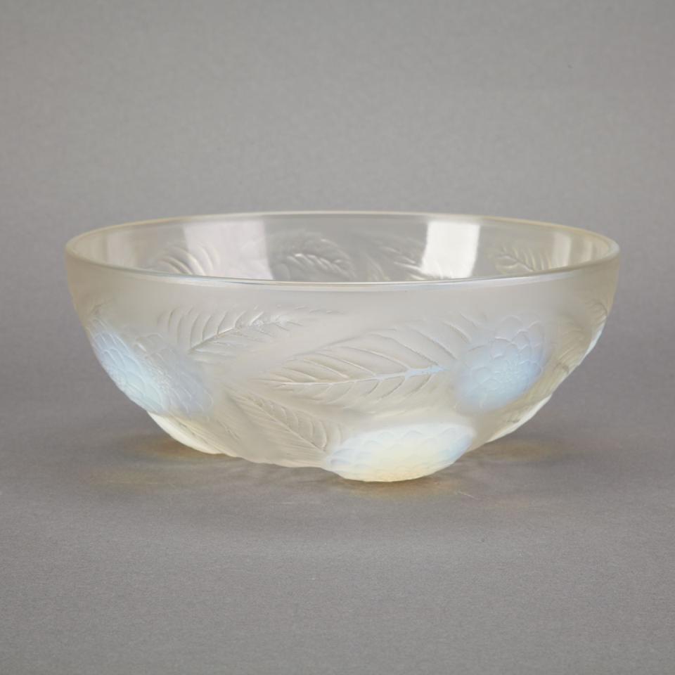 ‘Dahlias’, Lalique Moulded and Frosted Opalescent Glass Bowl, c.1930